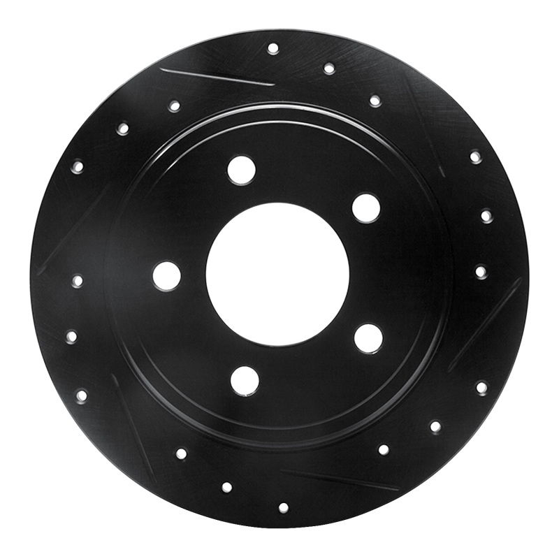 Chrysler LHS Brake Rotor (1) - Rear Right - R1 Concepts - Drilled & Slotted - Black - `93-`04